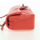 CHANEL Mini Matelasse 14 Chain Bag Lamb Skin Red Silver CC Auth 177139SAM-4
