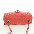 CHANEL Mini Matelasse 14 Chain Bag Lamb Skin Red Silver CC Auth 177139SAM-6