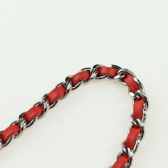 CHANEL Mini Matelasse 14 Chain Bag Lamb Skin Red Silver CC Auth 177139SAM