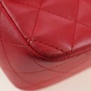 CHANEL Matelasse 20 Chain Shoulder Bag Lamb Skin Red Gold CC Auth 177140SAM-15