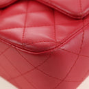 CHANEL Matelasse 20 Chain Shoulder Bag Lamb Skin Red Gold CC Auth 177140SAM-16