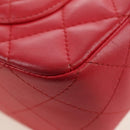CHANEL Matelasse 20 Chain Shoulder Bag Lamb Skin Red Gold CC Auth 177140SAM-18