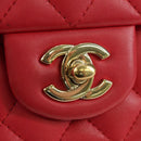 CHANEL Matelasse 20 Chain Shoulder Bag Lamb Skin Red Gold CC Auth 177140SAM-19