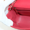 CHANEL Matelasse 20 Chain Shoulder Bag Lamb Skin Red Gold CC Auth 177140SAM-24