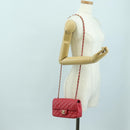 CHANEL Matelasse 20 Chain Shoulder Bag Lamb Skin Red Gold CC Auth 177140SAM-28