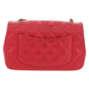 CHANEL Matelasse 20 Chain Shoulder Bag Lamb Skin Red Gold CC Auth 177140SAM-2