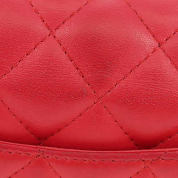CHANEL Matelasse 20 Chain Shoulder Bag Lamb Skin Red Gold CC Auth 177140SAM