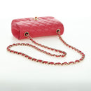 CHANEL Matelasse 20 Chain Shoulder Bag Lamb Skin Red Gold CC Auth 177140SAM-9
