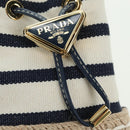 PRADA Chain Shoulder Pouch Bag Canvas Gold Beige Auth 177142SM-17
