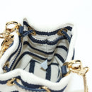 PRADA Chain Shoulder Pouch Bag Canvas Gold Beige Auth 177142SM-18