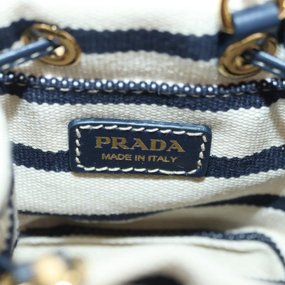 PRADA Chain Shoulder Pouch Bag Canvas Gold Beige Auth 177142SM
