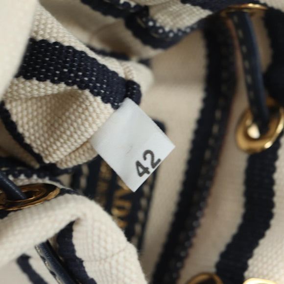 PRADA Chain Shoulder Pouch Bag Canvas Gold Beige Auth 177142SM