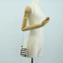 PRADA Chain Shoulder Pouch Bag Canvas Gold Beige Auth 177142SM-21