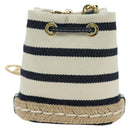 PRADA Chain Shoulder Pouch Bag Canvas Gold Beige Auth 177142SM-2