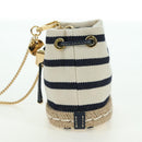 PRADA Chain Shoulder Pouch Bag Canvas Gold Beige Auth 177142SM-3