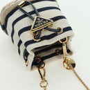 PRADA Chain Shoulder Pouch Bag Canvas Gold Beige Auth 177142SM-6