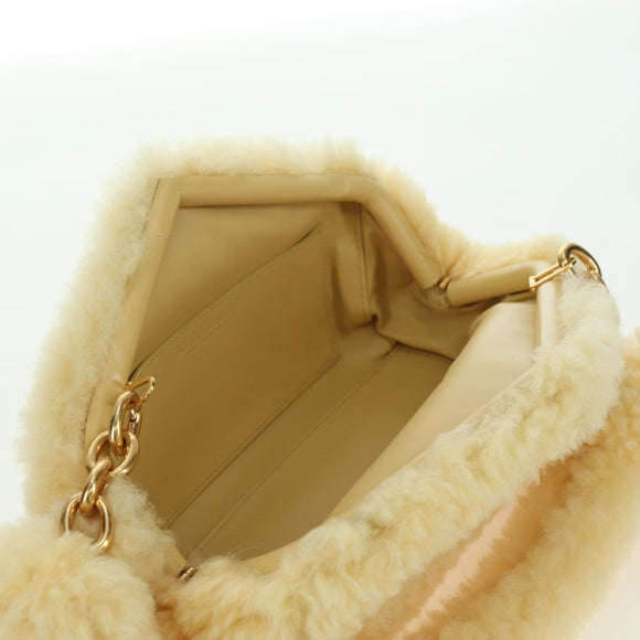 BOTTEGA VENETA Shoulder Bag Fur Yellow Gold Auth 177150M