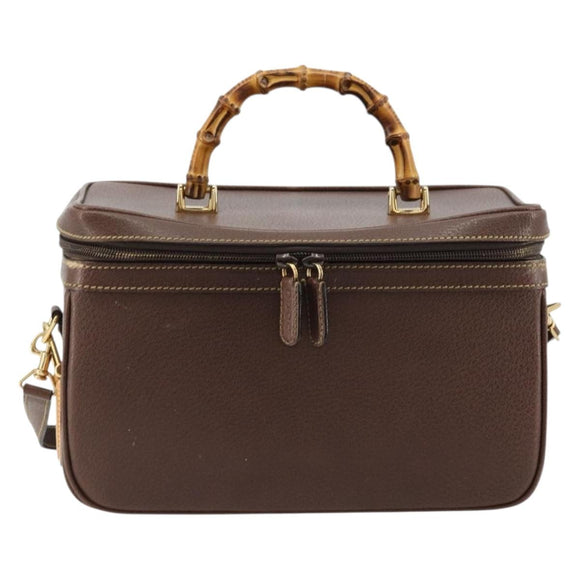 GUCCI Bamboo Hand Bag Leather 2way Brown Gold 013 2122 2491 Auth 177151