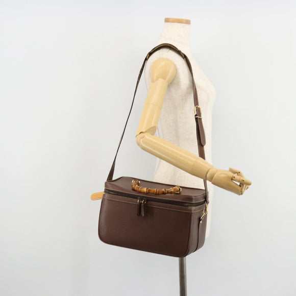 GUCCI Bamboo Hand Bag Leather 2way Brown Gold 013 2122 2491 Auth 177151