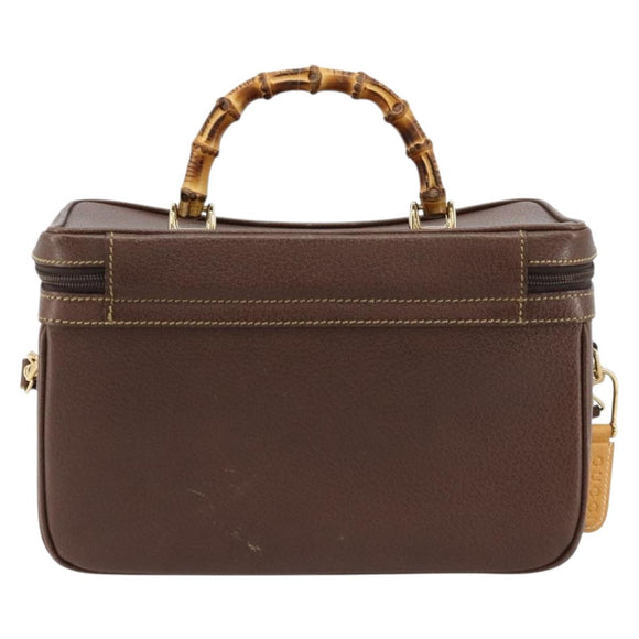 GUCCI Bamboo Hand Bag Leather 2way Brown Gold 013 2122 2491 Auth 177151