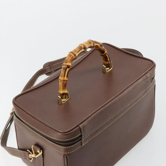 GUCCI Bamboo Hand Bag Leather 2way Brown Gold 013 2122 2491 Auth 177151