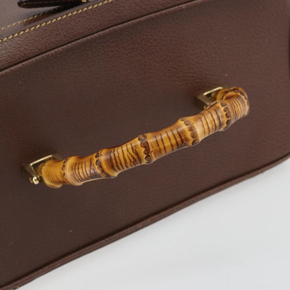 GUCCI Bamboo Hand Bag Leather 2way Brown Gold 013 2122 2491 Auth 177151