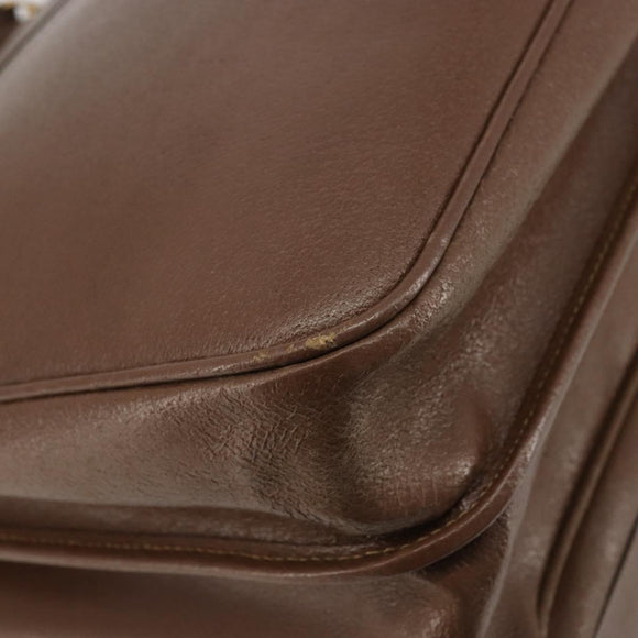 GUCCI Hand Bag Leather 2way Brown Gold 015 904 3681 Auth 177152