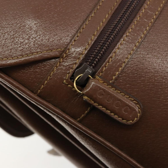 GUCCI Hand Bag Leather 2way Brown Gold 015 904 3681 Auth 177152