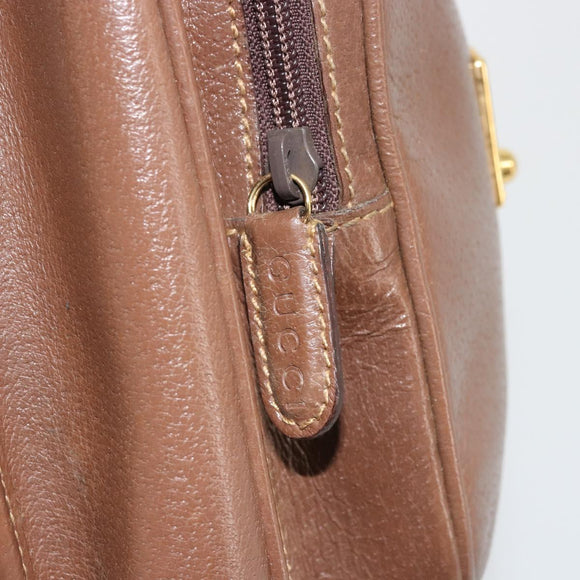 GUCCI Hand Bag Leather 2way Brown Gold 015 904 3681 Auth 177152