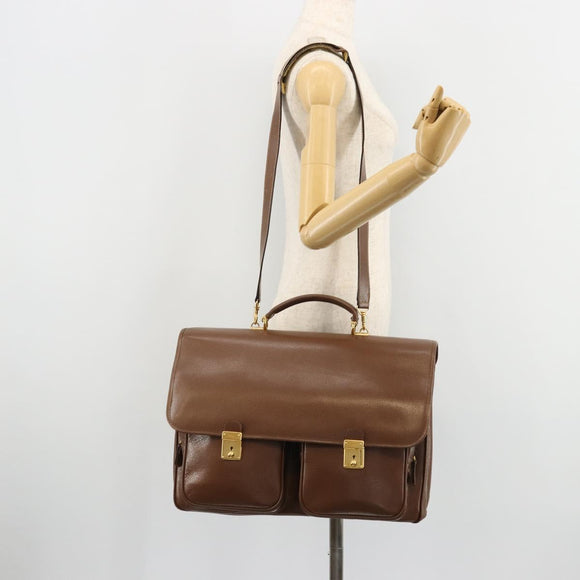 GUCCI Hand Bag Leather 2way Brown Gold 015 904 3681 Auth 177152