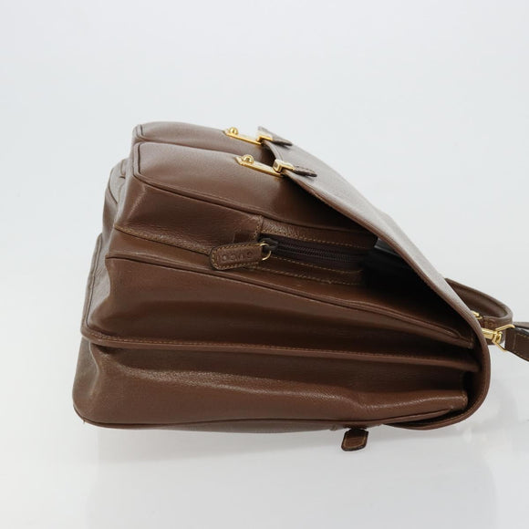 GUCCI Hand Bag Leather 2way Brown Gold 015 904 3681 Auth 177152