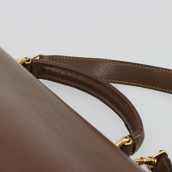 GUCCI Hand Bag Leather 2way Brown Gold 015 904 3681 Auth 177152
