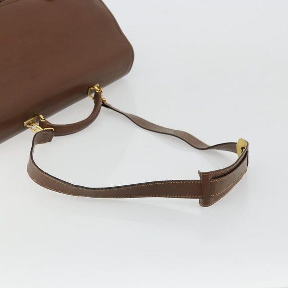 GUCCI Hand Bag Leather 2way Brown Gold 015 904 3681 Auth 177152