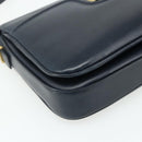 GUCCI Shoulder Bag Leather Navy Gold Auth 177154-11