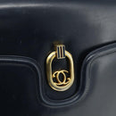 GUCCI Shoulder Bag Leather Navy Gold Auth 177154-14
