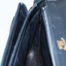 GUCCI Shoulder Bag Leather Navy Gold Auth 177154-18