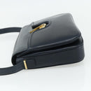 GUCCI Shoulder Bag Leather Navy Gold Auth 177154-4