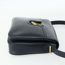 GUCCI Shoulder Bag Leather Navy Gold Auth 177154-5
