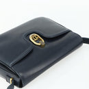 GUCCI Shoulder Bag Leather Navy Gold Auth 177154-6