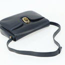 GUCCI Shoulder Bag Leather Navy Gold Auth 177154-7