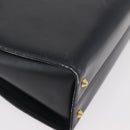 BALLY Hand Bag Leather 2way Navy Gold Auth 177155A-14