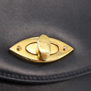 BALLY Hand Bag Leather 2way Navy Gold Auth 177155A-16