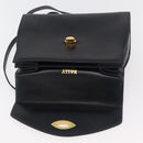 BALLY Hand Bag Leather 2way Navy Gold Auth 177155A-17