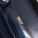 BALLY Hand Bag Leather 2way Navy Gold Auth 177155A-18