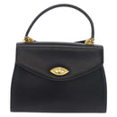 BALLY Hand Bag Leather 2way Navy Gold Auth 177155A-2