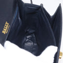 BALLY Hand Bag Leather 2way Navy Gold Auth 177155A-23