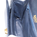 BALLY Hand Bag Leather 2way Navy Gold Auth 177155A-24