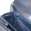 BALLY Hand Bag Leather 2way Navy Gold Auth 177155A-25