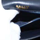 BALLY Hand Bag Leather 2way Navy Gold Auth 177155A-26