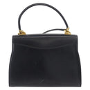 BALLY Hand Bag Leather 2way Navy Gold Auth 177155A-3